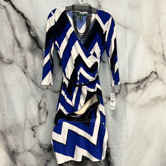 Ralph Lauren Dresses & Skirts - Ralph Lauren white black and blue print dress
